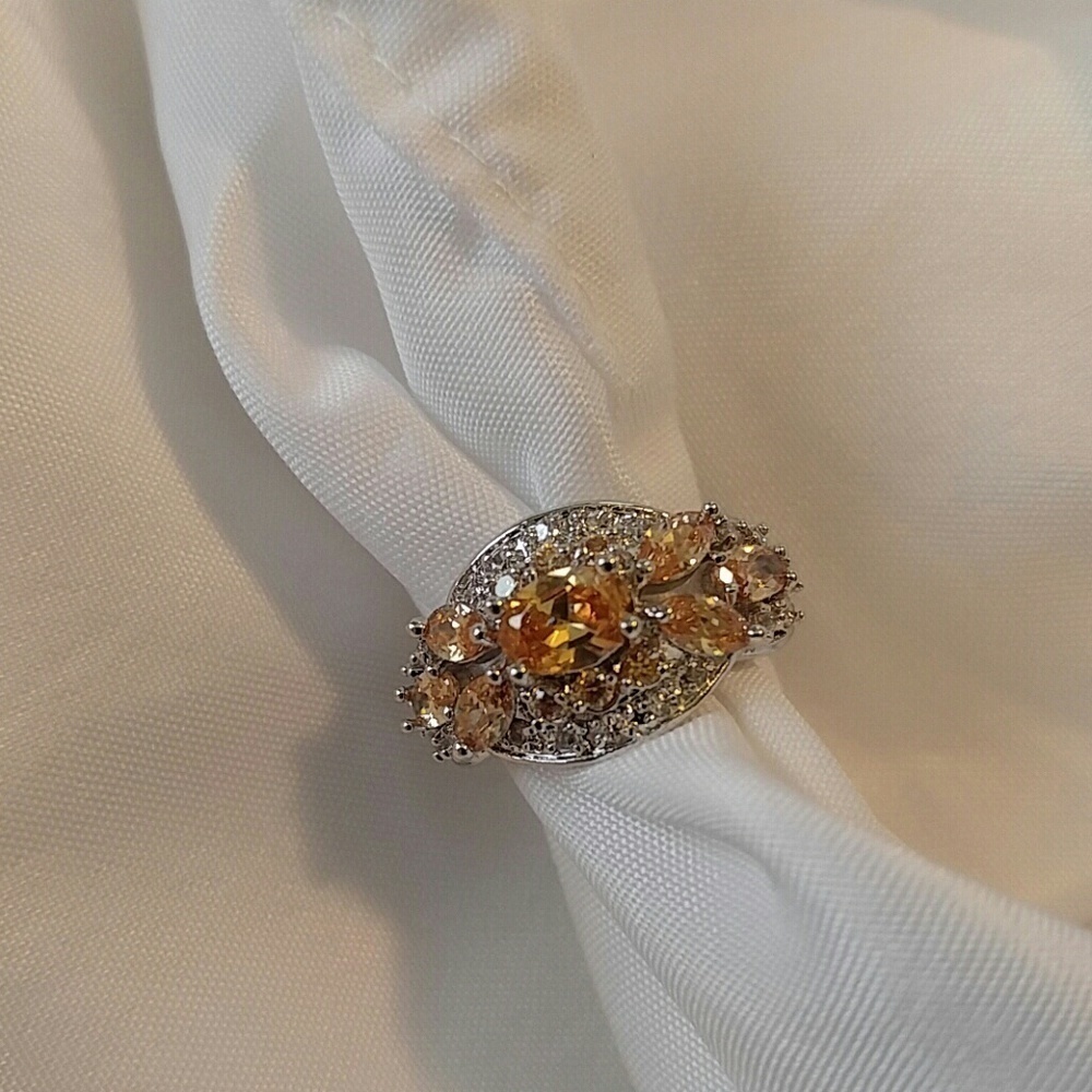 NEW SZ 7 Marquise cut morganite white topaz
